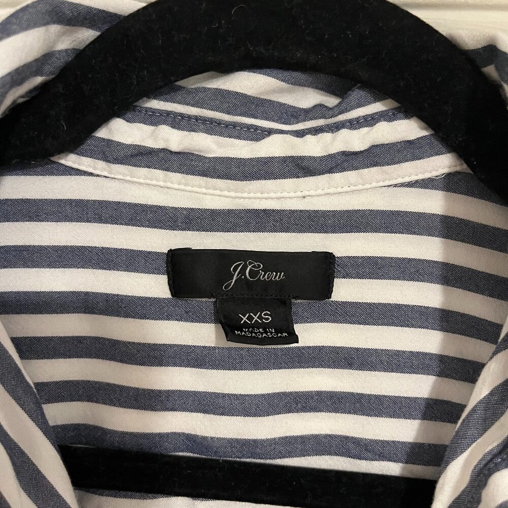 J. Crew Blue/White Striped Pullover Blouse XXS